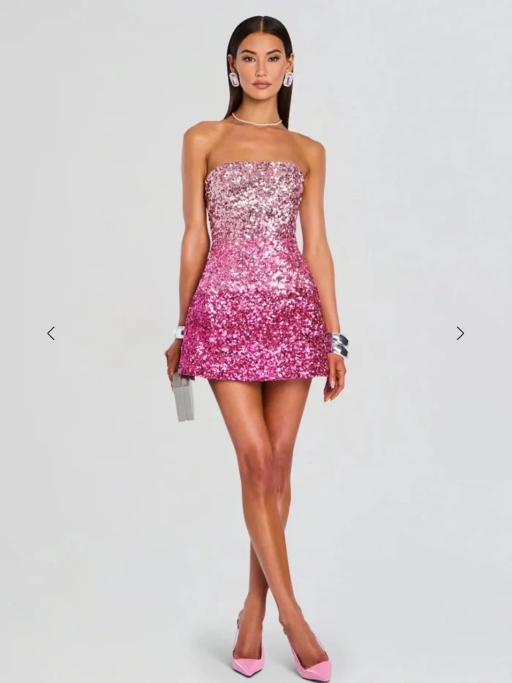 Strapless Pink Sequin Mini Dress